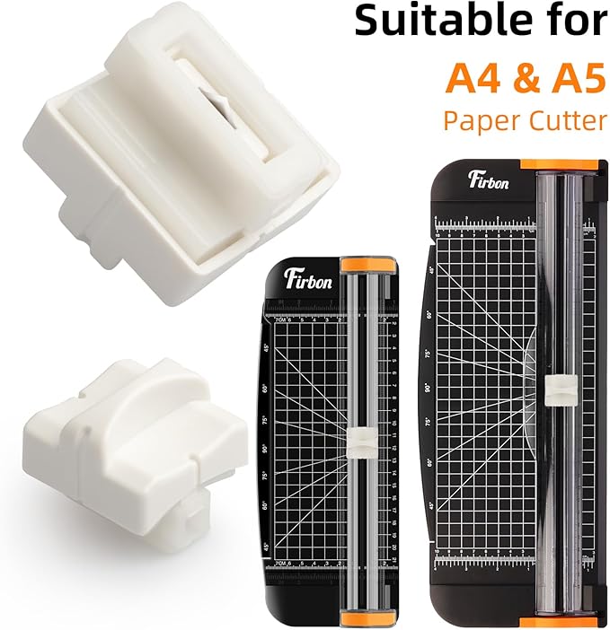 Firbon 2Pcs Refill Blades for A4 A5 Paper Cutter, Spring-Loaded Safeguard Design Replacement Blade for Paper Trimmers (White)