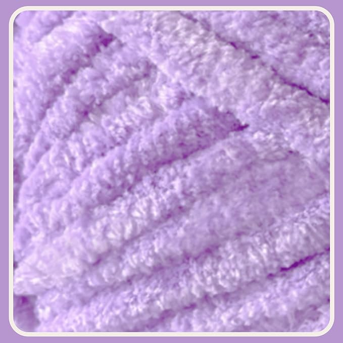 Soft Velvet Yarn Chenille Yarn for Crocheting and Knitting – Bulky (93 Yards/100g) - Polyester - Yarn for Blanket Amigurumi Weaving Crafts (Purple, 2 Pack)