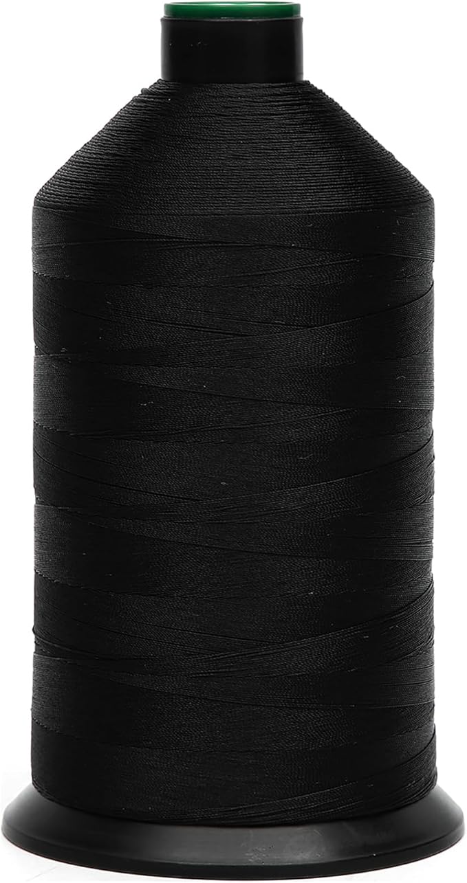 Extra Strong Bonded Nylon Thread #69 Tex70 – 16 OZ, 6000yds, Versatile Stitching Solution for Leather, Upholstery, Canvas Repair and More (Black)