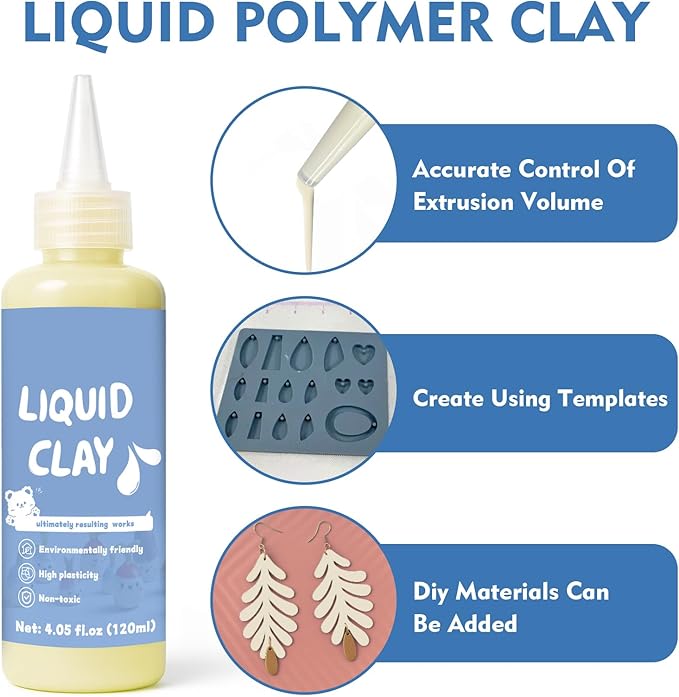 120ml Skin Color Liquid Polymer Oven-Bake Clay, Baking Molding, Very for DIY Decorations, Jewelry, Toys, Household Items