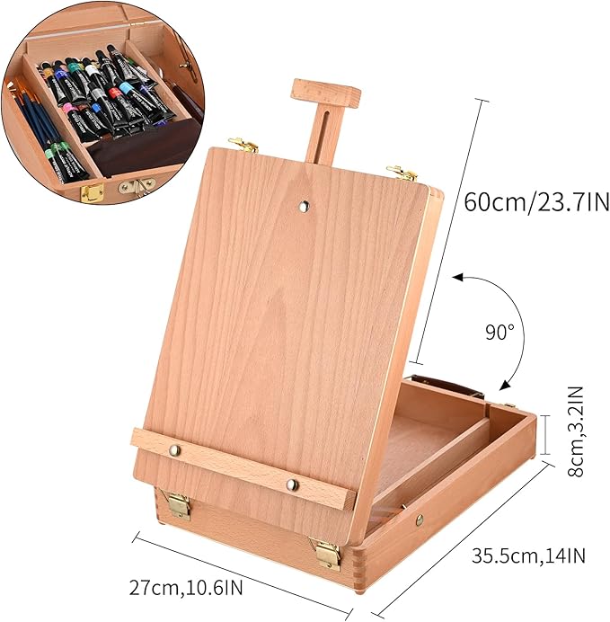 Tabletop Easel Acrylic Paint Set, 40 Pack Painting Kits for Adults, Painting Supplies with 24 Acrylic Paints, 10 Brushes, Art Easel, Paint Palette, Canvas, Paint Set Gifts for Students Artist Beginner