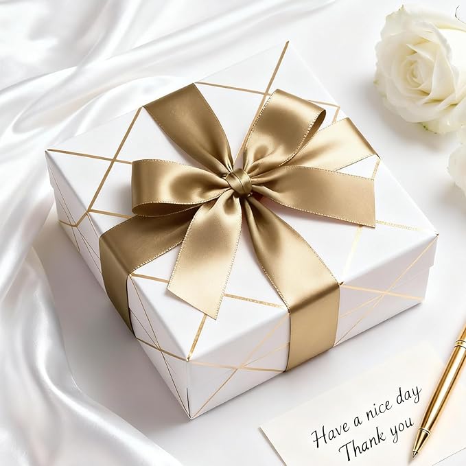 1-1/2" x 50 Yards Satin Ribbon - Champagne Gold Silk Ribbon with Spool - Ideal for Gift Wrapping, Floral Bouquets, Crafts, Wedding Party Decorations, Christmas and Sewing Projects
