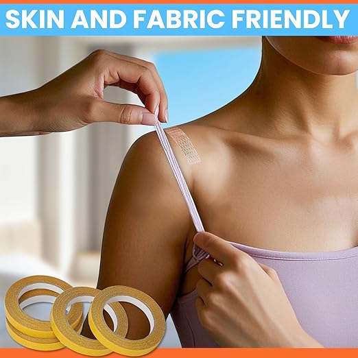 Double Sided Fabric Tape Heavy Duty for Hem, Fashion Dress, Cloth, Curtains, High Adhesive Sticky but Removable and Residue free, No Sewing or Ironing need, Multipurpose, 0.5 in x 66FT/20m x 4Rolls