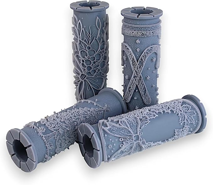 Christmas Classics 4-Pack Clay Texture Rollers (4") - Christmas Set #01 - Embossing Pattern Rollers for Polymer & Ceramic Clay, Pottery & Crafts