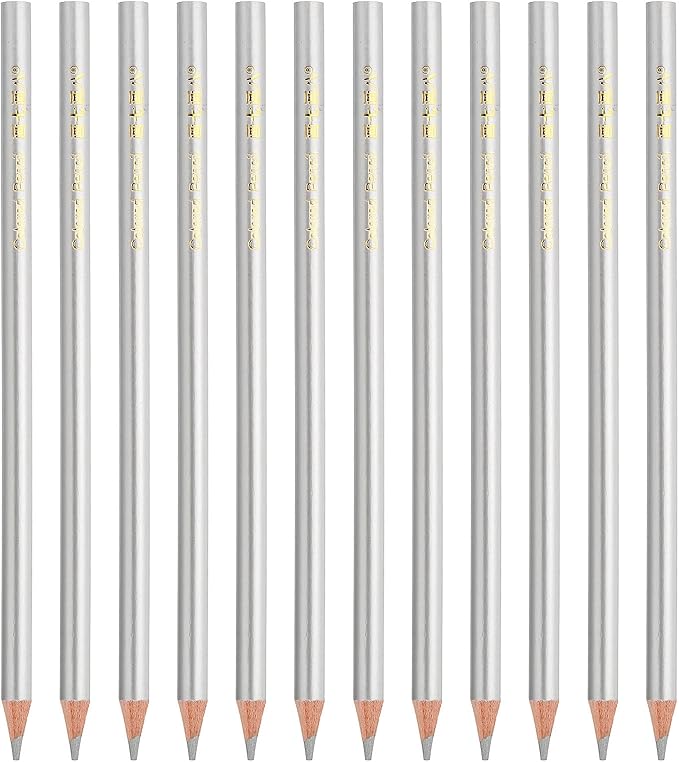 PATIKIL Silver Colored Pencils Set,12 Pcs Oil Color Pencils Wooden Coloring Drawing Pencil for Artists Art Painting