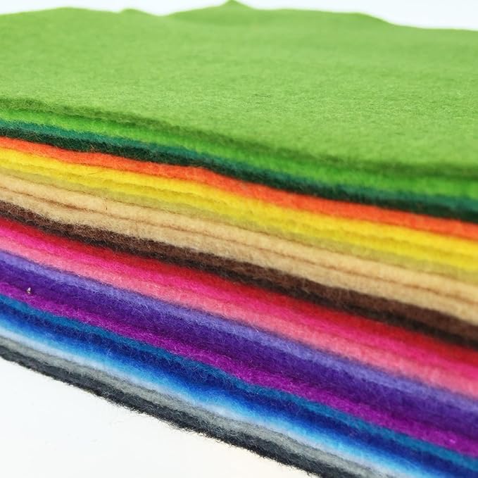 flic-flac 28pcs 8 x 8 inches (20cmx20cm) 1.4mm Thick Soft Felt Fabric Sheet Assorted Color Felt Pack DIY Craft Sewing Squares Nonwoven Patchwork