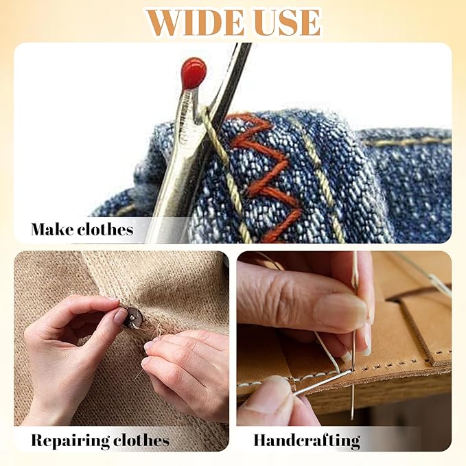 Steel Needles for Hand Sewing, 37Pcs Big Eye Steel Needle Kit with Stainless Steel Needles, Sewing Tool Set for Easy Threading, Portable Hand Sewing Kit for Crafting and Repairing