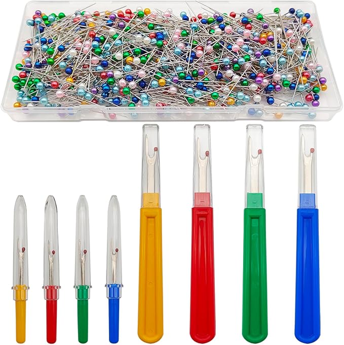 DaKuan 608 Piece Sewing Kit with 8 Seam Rippers (4 Large + 4 Small) & 600 Stainless Steel Pins, Premium Sewing Tools for Quilting, Dressmaking, DIY Crafts, Includes Protective Storage Box