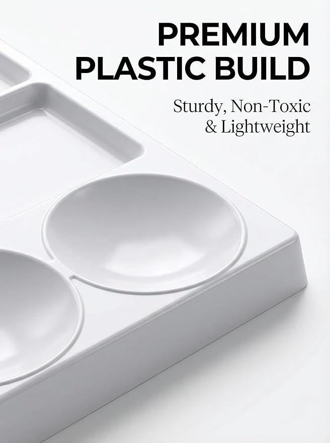DUGATO Large Paint Palette Trays (2 Pack, 10x13) - 20-Well Plastic Mixing Palettes for Acrylic, Oil, Watercolor & Gouache Paints - Artist Supplies