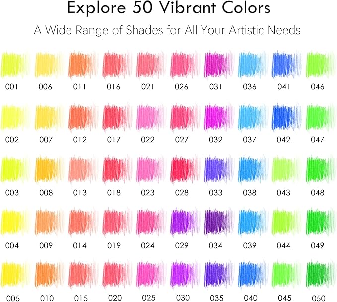 50 Neon Colored Pencils for Adult Coloring Books, Fluorescent colored Professional Drawing pencils Set Art Supplies Kit for Adults Beginners Artists, Soft Core