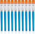 Zonon 10 Pcs 3/4 Inch Flat Paint Brushes Acrylic Painting Craft Accessories Small Watercolor Paint Brushes Bulk for Adult Artist Detail Oil Canvas Face(8.1 x 0.9 x 3/4 Inch,Sky Blue)