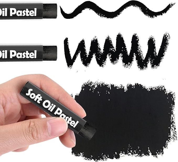 qianshan Soft Oil Pastels Set of 12 Single Colors,Soft Texture Vibrant and Creamy Oil Crayons Pastels Art Supplies.Black