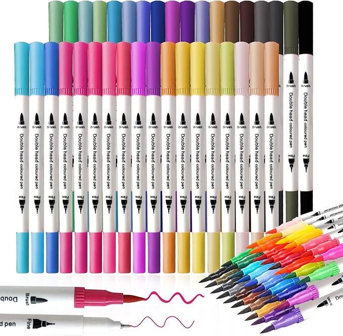ArtBeek Art Brush Markers Pens for Adult Coloring Books, School Supplies for Teens, 36 Colors Dual Tip (Brush and Fine Point) Drawing Markers for Note Taking Planner Journal Calligraphy