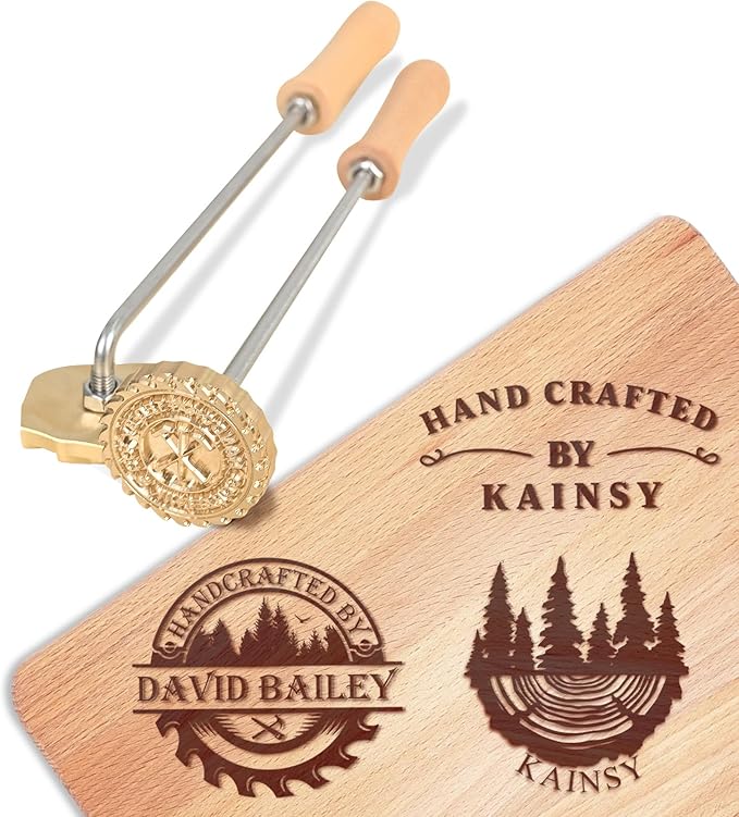 KAINSY Custom Branding Iron for Wood, Durable Personalized Logo Metal Branding Iron for Wood Burning Stamp Leather Meat, Handcrafted Design Weddings & Personalized Gifts, Flame Heated(3Inches)