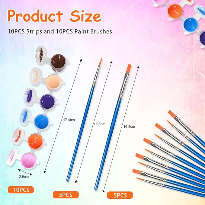 5 Pack Mini Acrylic Paint Set,12 Colors Acrylic Paints Strips for Kids&Adults Craft Paint,70 PCS Kids Painting Kit Container Strips Storage, Perfect for Home Birthday Classroom Party Favors……