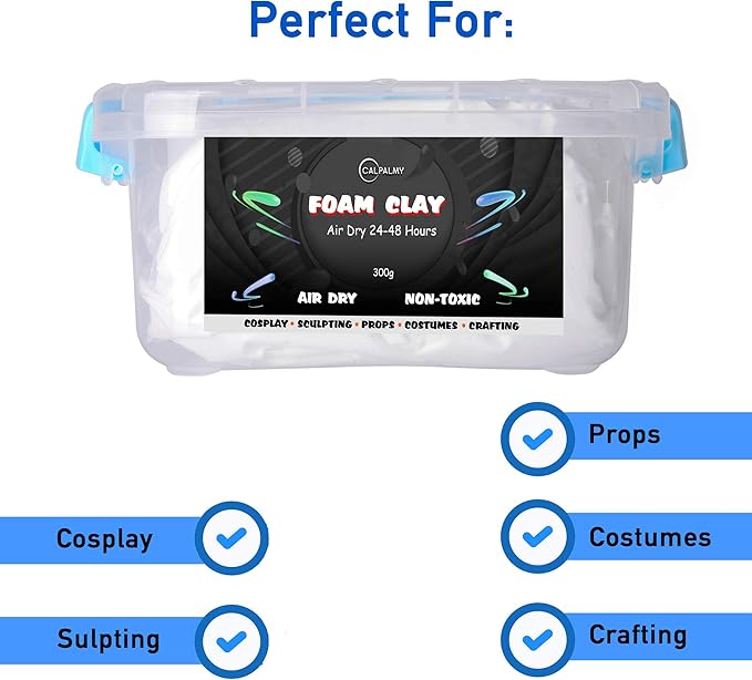 1.1lb Moldable Cosplay Foam Clay (White) – High Density and Hiqh Quality for Intricate Designs | Air Dries to Perfection for Cutting with a Knife or Rotary Tool, Sanding or Shaping