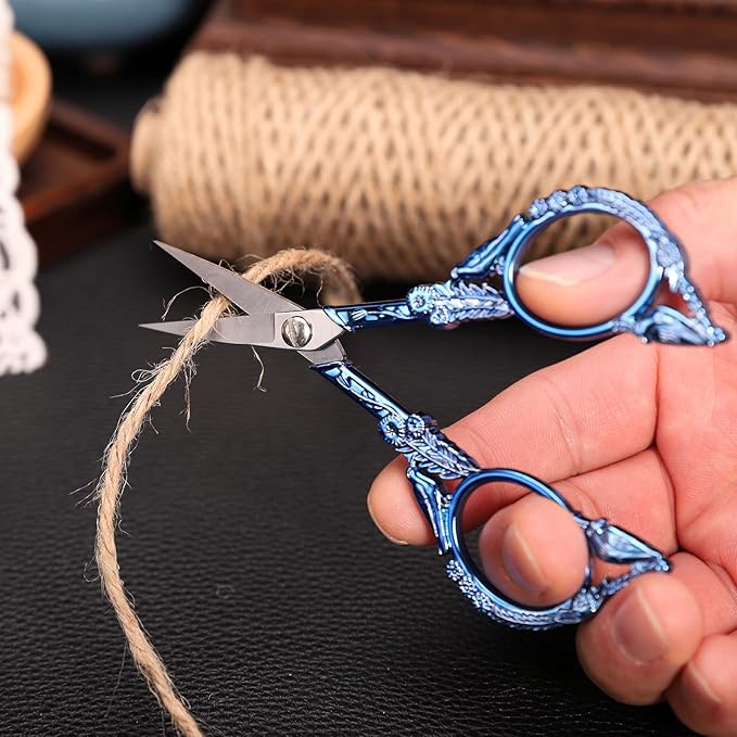 Embroidery Scissors, Small Sharp Pointed Detail Shears for DIY Craft Needlework Yarn Sewing Cross Stitch Thread Cutting Handicraft Tool, 4.6in Blue Little Bird