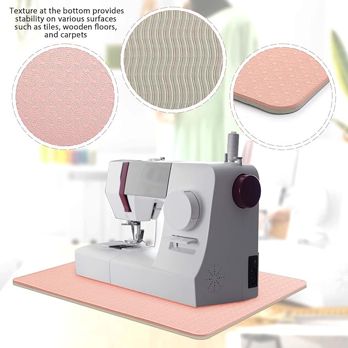 2 Pcs Sewing Machine Muffling Mat Pedal Sewing Mat Reduce Vibrations Noise No Slip Machine Accessories for Quilting(17'' X 36'' and 9'' X 14'',Pink)