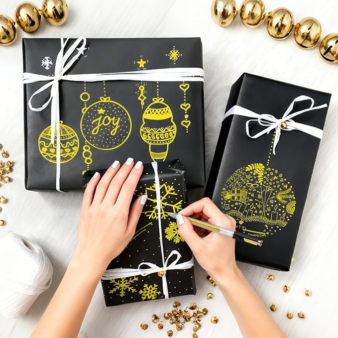 Retractable Gold Gel Pen, 7 Nib Sizes - Precision Large Capacity Opaque Gold Archival Gel Ink Pens, Fine Point Smooth Writing Highlighter Pens for Black Paper Note Taking Aesthetic Art Supplies