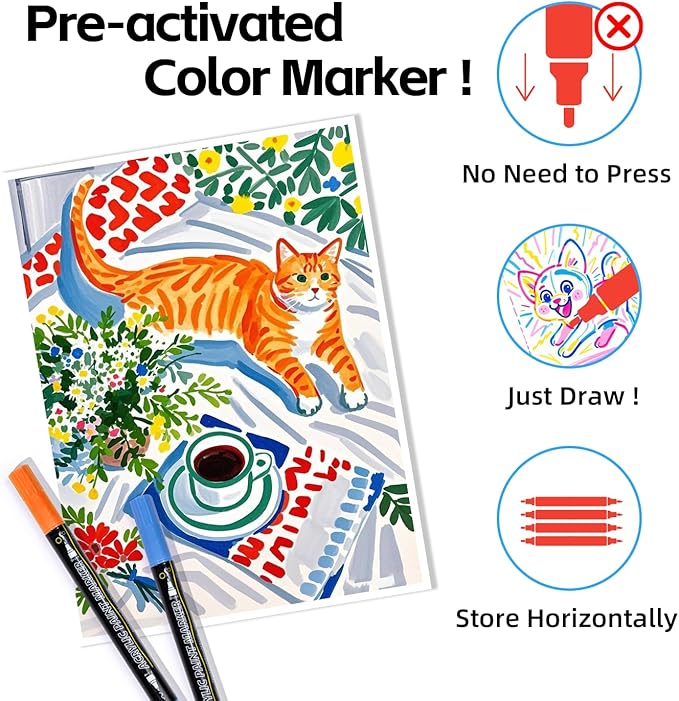 120 Colors Acrylic Paint Markers, Dual Tip with Fine Tip and Brush Tip Pens for Rock Painting Supplies, Canvas, Wood, Calligraphy, Metal, Ceramic, Glass, DIY Crafts Art Supplies Kit