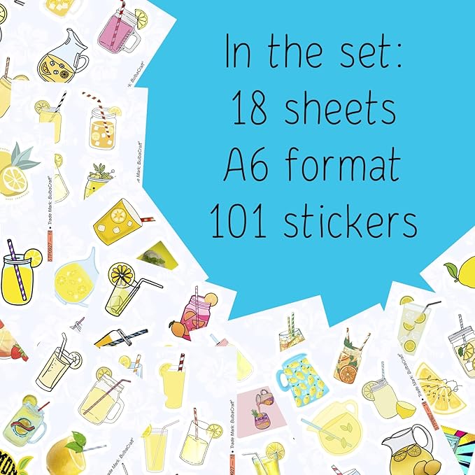 BulbaCraft Lemonade Stickers for Water Bottle and Laptop - Waterproof Vinyl Lemonade Decals, Gifts for Women & Men