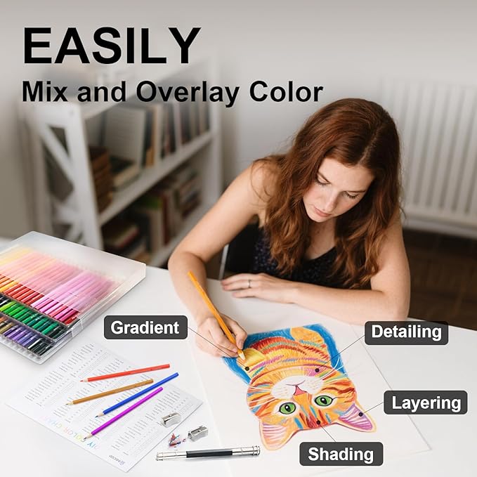 48 Colored Pencils for Adult Coloring Books, Drawing Coloring Pencils for kids, Soft Core Colored Pencil with Sharpener for Coloring, Drawing, Sketching