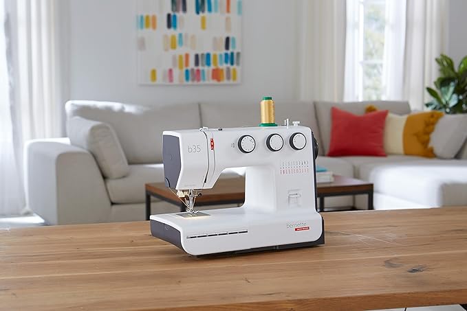 Bernette B35 Sewing Machine with 23 Built-In Stitches, 5mm Stitch Width, Front-Loading Hook, 1-Step Buttonhole, and 10 Free Bobbins
