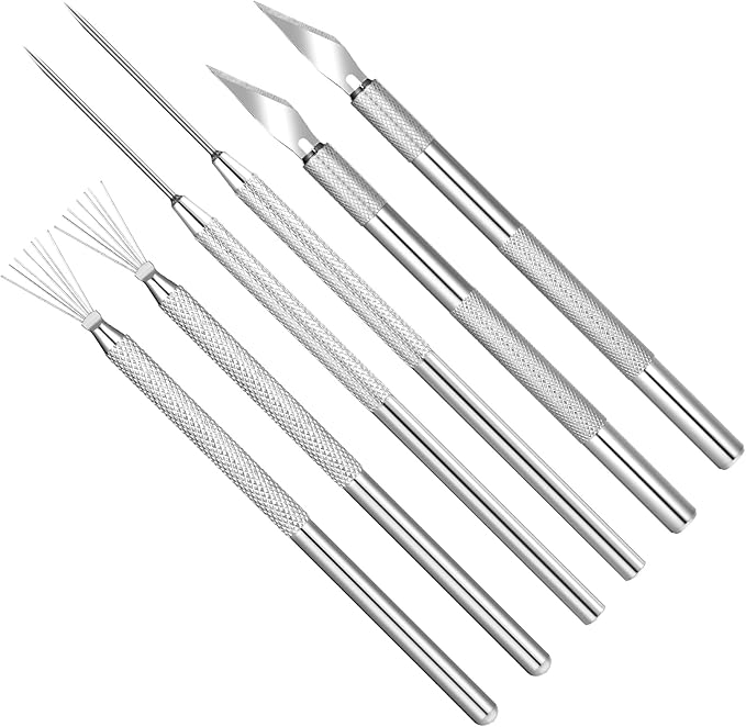 3 in 1 Clay Needle Tools, Wire Feather Texture Tool, Sculpting Ceramics Pottery Carving Tools for Model Clay Supplies, Air Dry Clays Tool for Dotting Sewing Modeling Carving