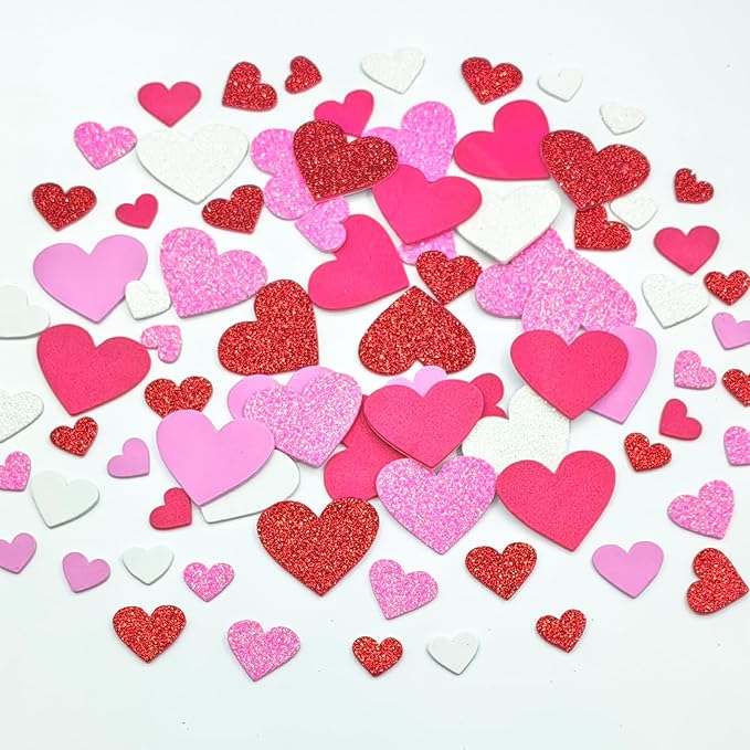 360PCS Heart Foam Stickers，Self Adhesive Puffy 3D Shapes for Arts & Crafts Supplies,Valentines Day Foam stcky for Greeting Card (360)