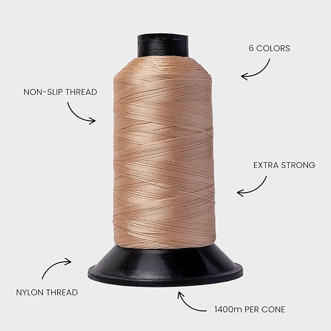 Big Kizzy Light Blonde 1400m Nylon Thread for Hair Extensions, Sew in Human Hair Weft and Wigs - Non-Slip and Comfortable Hold for Hand and Machine Tied Weft