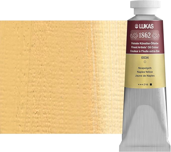 Lukas 1862 Professional German Oil Paint, Naples Yellow 37 mL - w/Beeswax & Non-Yellowing Sunflower Oil, Short Drying Time, Smooth, Outstanding Lightfastness