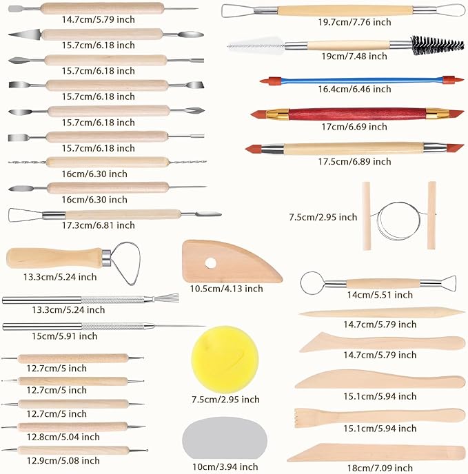 SHENOMAD 32PCS Clay Tools with Wire Sculpting Tools Pottery Modeling Ceramics Polymer Tools Set for Air Dry Clay Carving Molding Pottery Crafting Beginners
