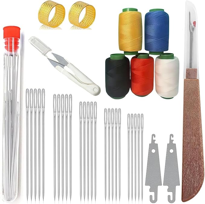 34 Piece Sewing Kit, Big Eye Steel Sewing Needles Kit, 37 PCS Stainless Steel Sewing Needle Kit, Long & Thin Handmade Quilting & Sewing Needles Kit for DIY Sewing