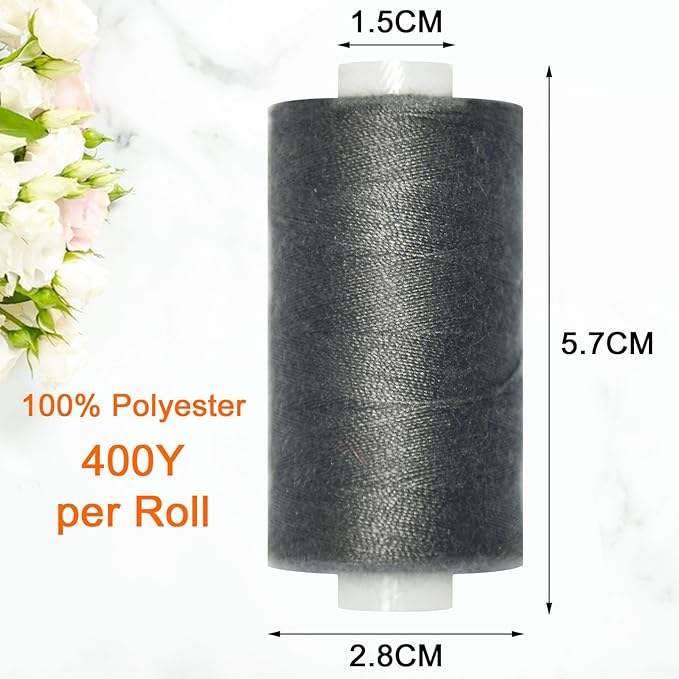 All Purpose Sewing Thread-2 Spools of Hand Polyester Sewing Thread for Sewing Machine for Hand and Machine Sewing(Dark Pewter Grey, 2 spools)
