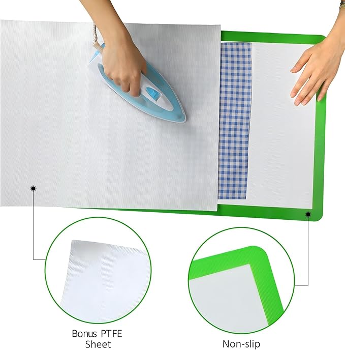 Acellegic Applique Fusing Mat 17"x24" (43cm x 61cm) with No Slip Non Stick PTFE Coated Pressing Sheet Silicone Applique Fusing Mat for Quilters Arts Crafts Creation and Fusible Web Fabric Supplies