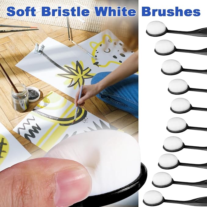 10 Pack Ink Blending Brushes for Card Making, Ink Blending Tool, Blender Brushes for Stamping Scrapbooking Stencil, Ink Blending Brush for Crafter Application Painting (Black Handles)