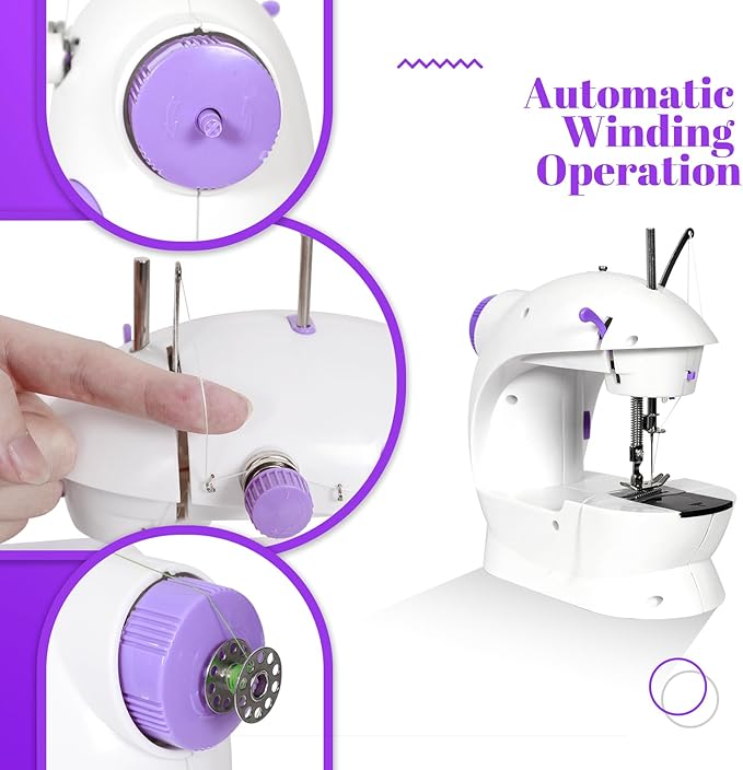 EASYBERG Mini Sewing Machine for Beginners, Dual Speed Easy Automatic Sewing Machine with Expansion Table and Sewing Tool, Suitable for Family and Travel