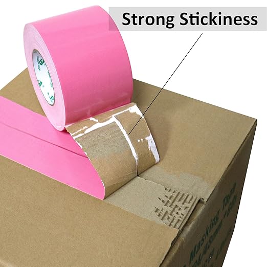 BOMEI PACK 4inch Wide Pink Duct Tape, Heavy Duty Strong Waterproof Industrial Color Duct Tape 9.0mil x 4inch x 60yds for Packing and Repairing