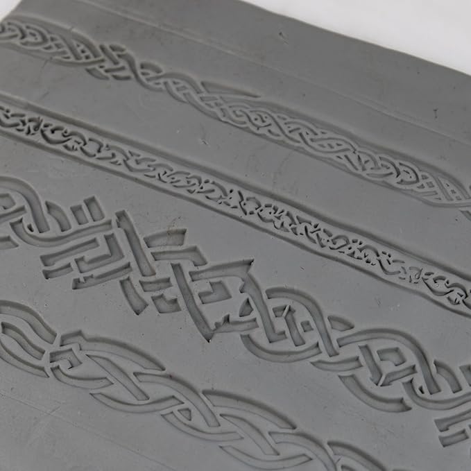Ironbind Weaves Clay Texture Roller (4") - Seamless Border Set #01 - Embossing Pattern Roller for Polymer & Ceramic Clay, Pottery & Crafts