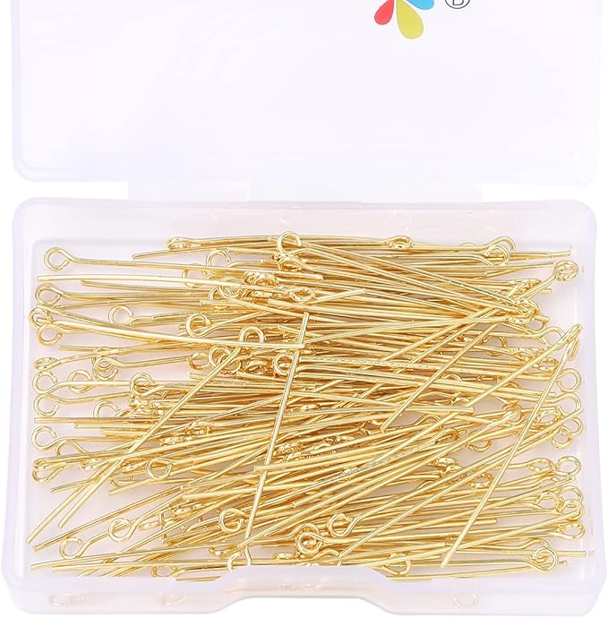 14K Gold Plated Open Eye Pins Non Tarnish 35mm 150pcs for Jewelry Making Findings