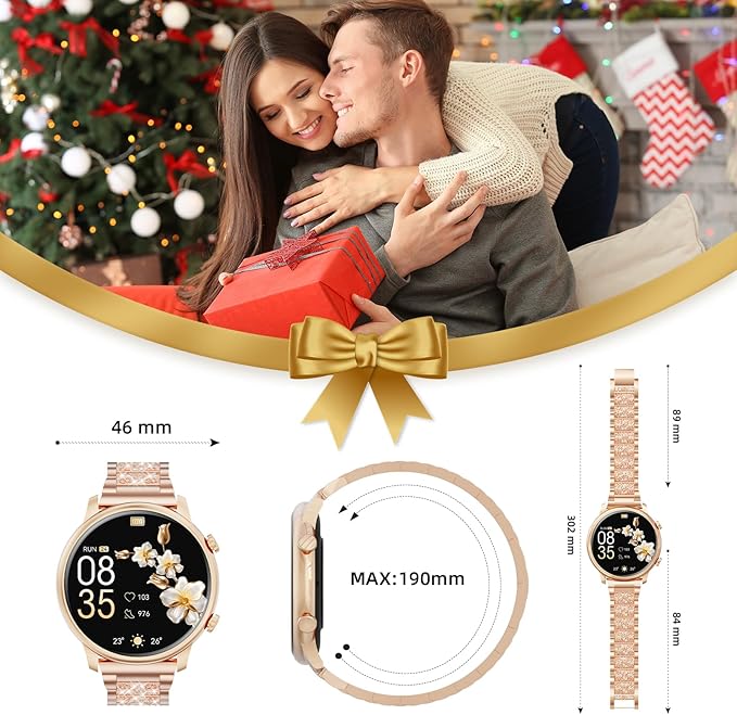 Hwagol Smart Watches for Women Android Phones iPhone Compatible(Bluetooth Call),1.39'' Round Fitness Tracker Heart Rate/SpO2/Sleep Monitor,100+Sport Modes Pedometer