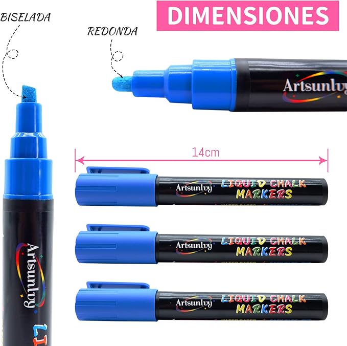 8 Colors Chalk Markers, Chalk Pens, Erase Marker, Non-Toxic, Water-Based, Reversible Tips, Chalkboard Markers for Adult, Car Windows, Glass