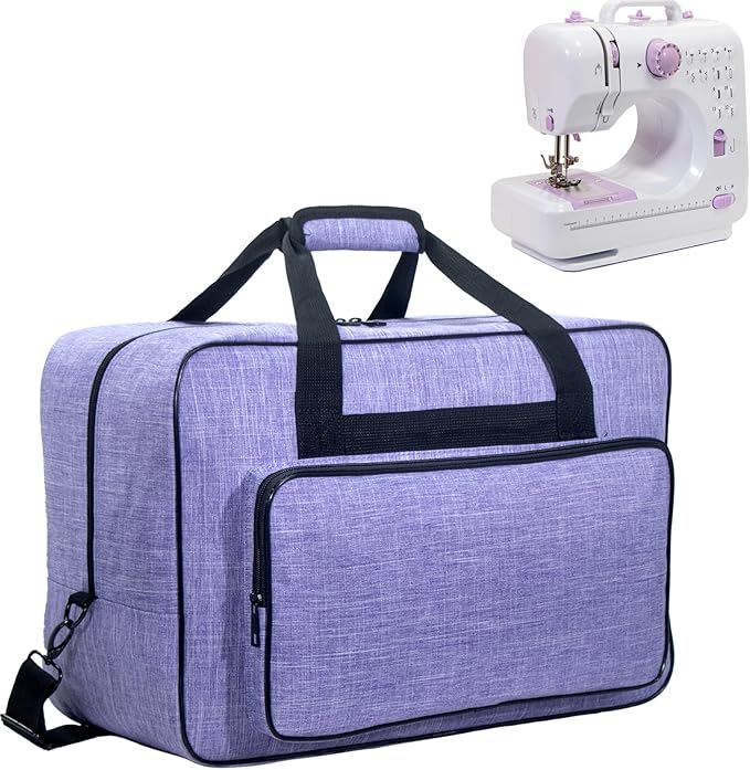 Sewing Machine Carrying Case，Sewing Machine Carrying Case Tote Bag，Universal Tote Storage Bag with Pockets and Handles, Suitable for Most Standard Singer, Janome (PURPLE)