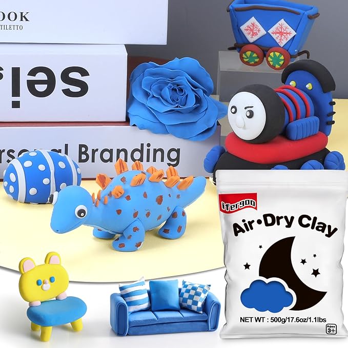 Ifergoo Blue Modeling Clay- Moldable Cosplay, Air Dry, Squishy Molding Clay for Adult Arts & Craft Project, Fake Bake, Slime Supplies, 1.1LBS/500G