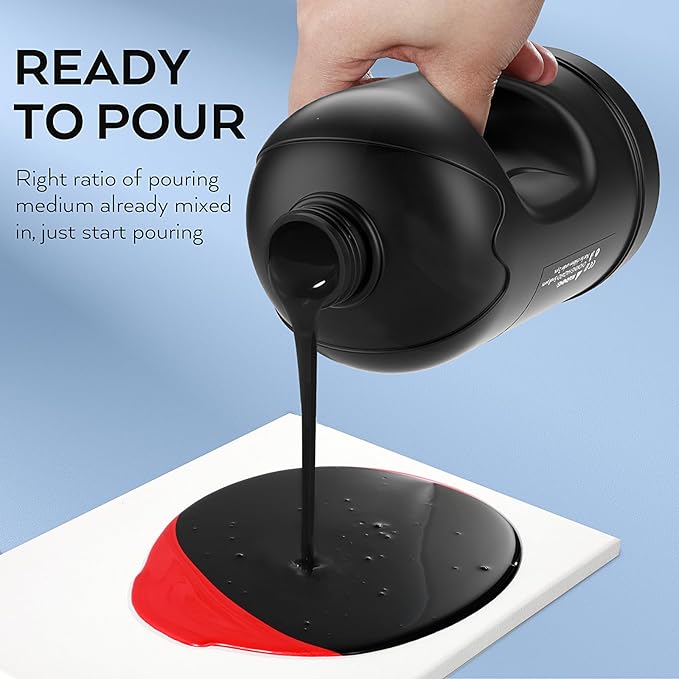 Nicpro Jet Black Color Acrylic Pour Paint, 69 Ounce Pre-Mixed Pouring Paint Supplies with Silicone Pour Oil & Gloves for Canvas, Rock, Wood Cell Creation Flow DIY Art Painting, Ready to Pour