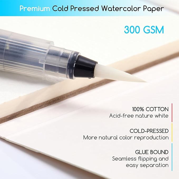 MEEDEN Watercolor Paint Set - 24 Colors Painting Supplies with 10 Watercolor Papers & Brush, Portable Art Paint Kit Perfect as Travel Set for Outdoor Artist