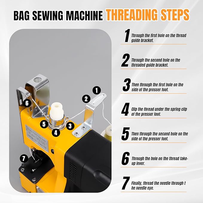 Portable Bag Sewing machine 210W Bag Closer Bag Closing Machine Bag Stitching Machine Industrial Sewing Machine Bag Stitcher for Sack Woven, burlap bags, Kraft Paper Bag Sealing