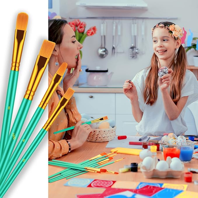 Paint Brushes Set, 30 Pcs Paint Brushes for Acrylic Painting, Oil Watercolor Acrylic Paint Brush, Artist Paintbrushes for Body Face Rock Canvas, Adult Drawing Arts Crafts Supplies, Green