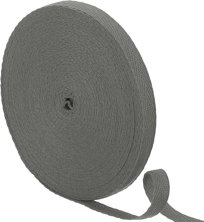 uxcell 23 Yards Cotton Twill Tape, 3/8-inch Herringbone Webbing Ribbon Bias Binding Tapes for Clothes Sewing, DIY Crafting (Dark Gray)