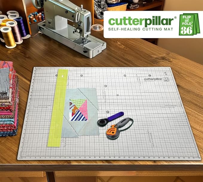 CutterPillar FLIP and FOLD Self-Healing Cutting Mat - 5-IN-1 Mat for Fabric and Sewing Craft Projects -Easy Travel and Storage - 9" x 12" to 24" x 36"